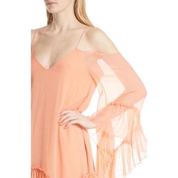 Alice + Olivia Ilaria 100% silk Dress in Peach - Picture 4 of 12